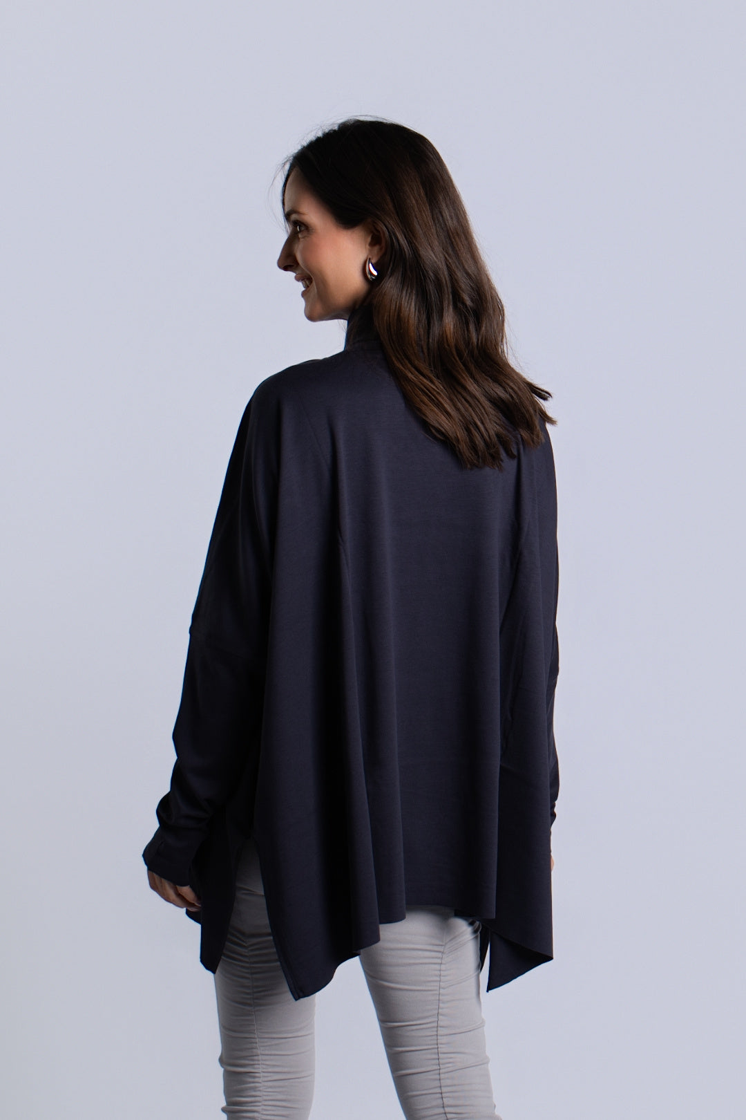 Women's Pima Cotton Swing Turtle Tee in Midnight by PLANET, alternate view 3