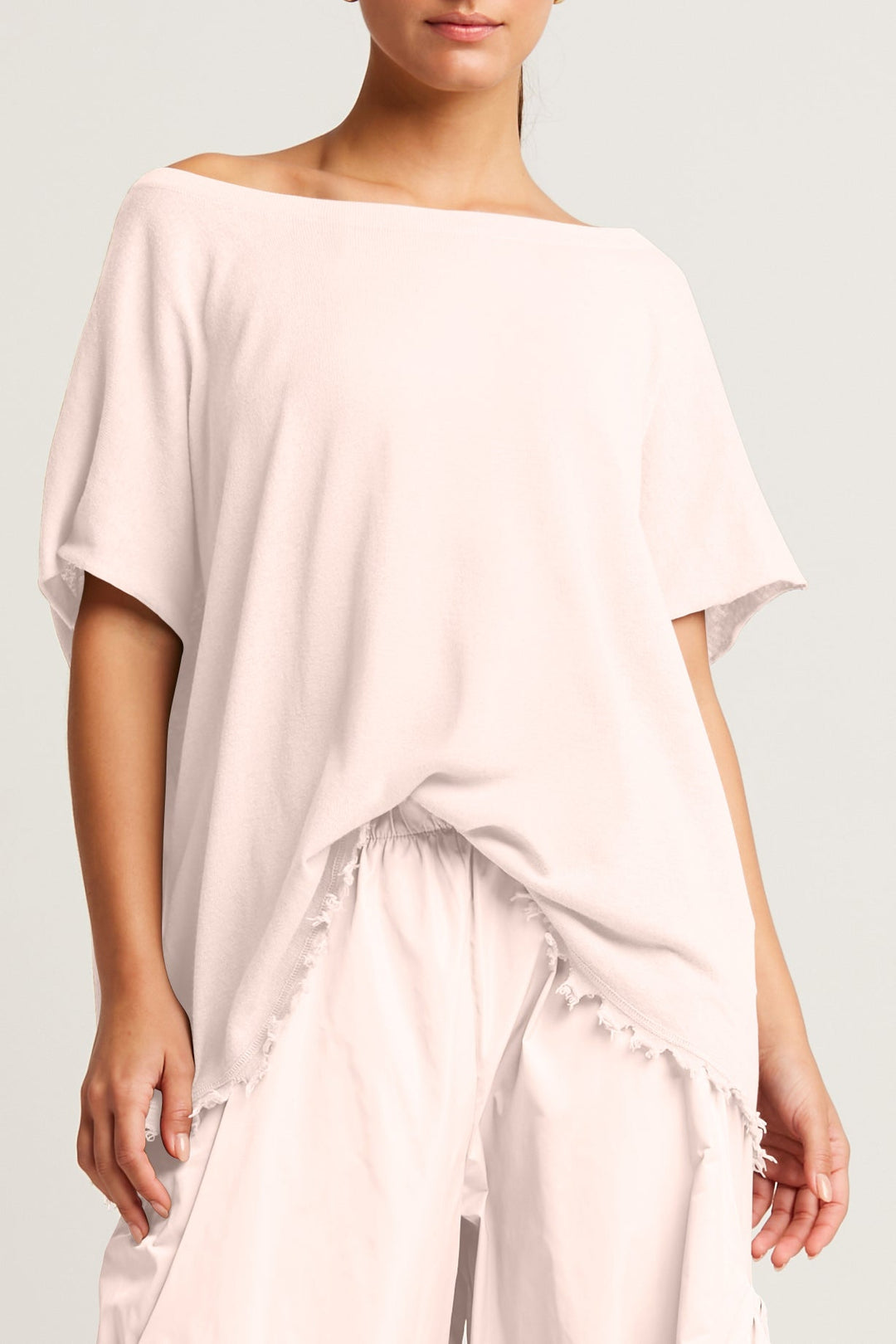 Pima Linen Butterfly Boatneck Sweater - Blush