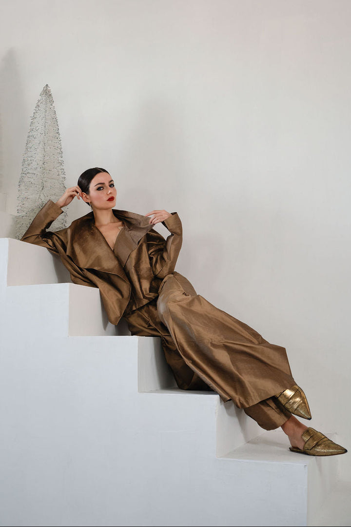 Holiday Dupioni Silk Cropped Asymmetrical Jacket