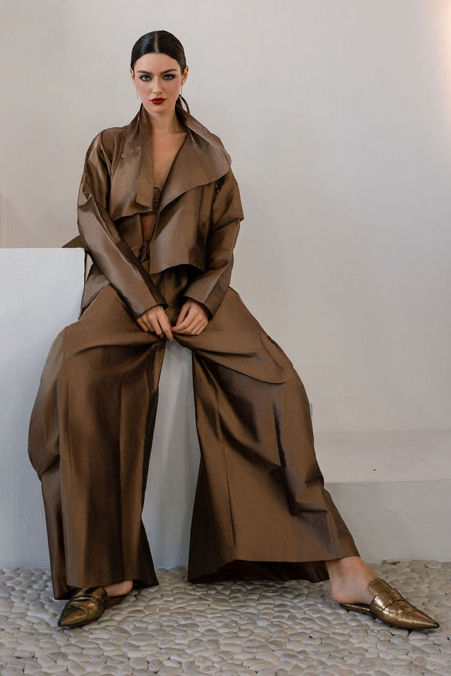 Holiday Dupioni Silk Cropped Asymmetrical Jacket