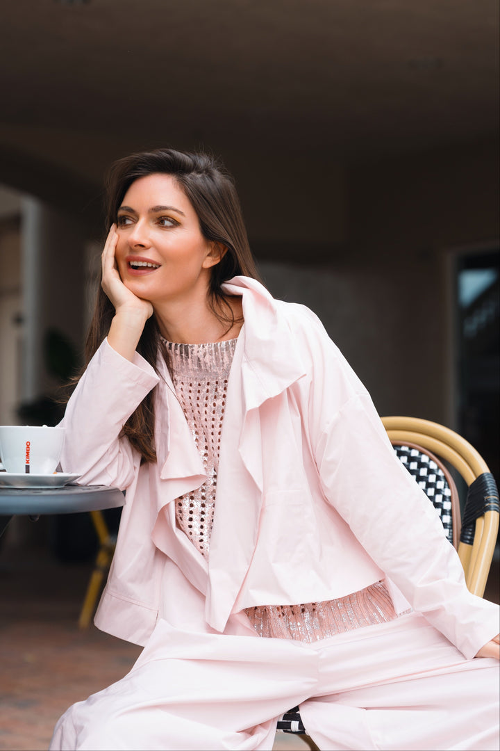 Nylon Cropped Asymmetrical Jacket