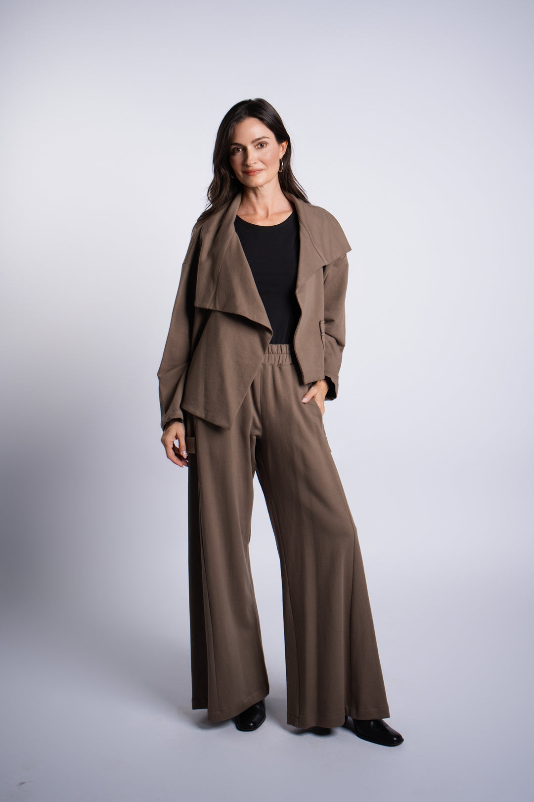 French Terry Cropped Asymmetrical Jacket - Turtle