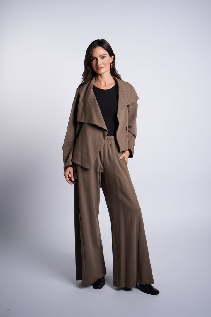 French Terry Cropped Asymmetrical Jacket - Turtle