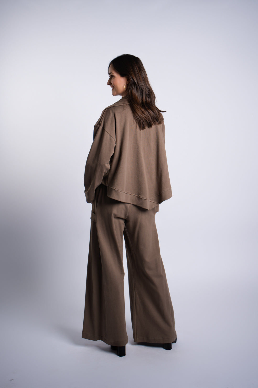 French Terry Cropped Asymmetrical Jacket - Turtle