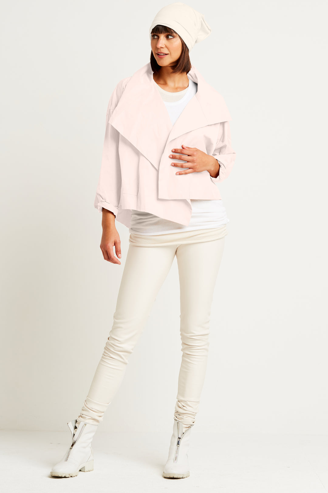 Nylon Cropped Asymmetrical Jacket