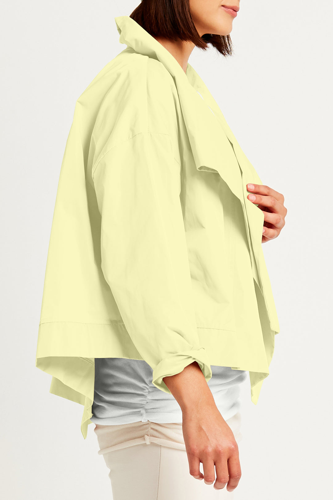 Nylon Cropped Asymmetrical Jacket