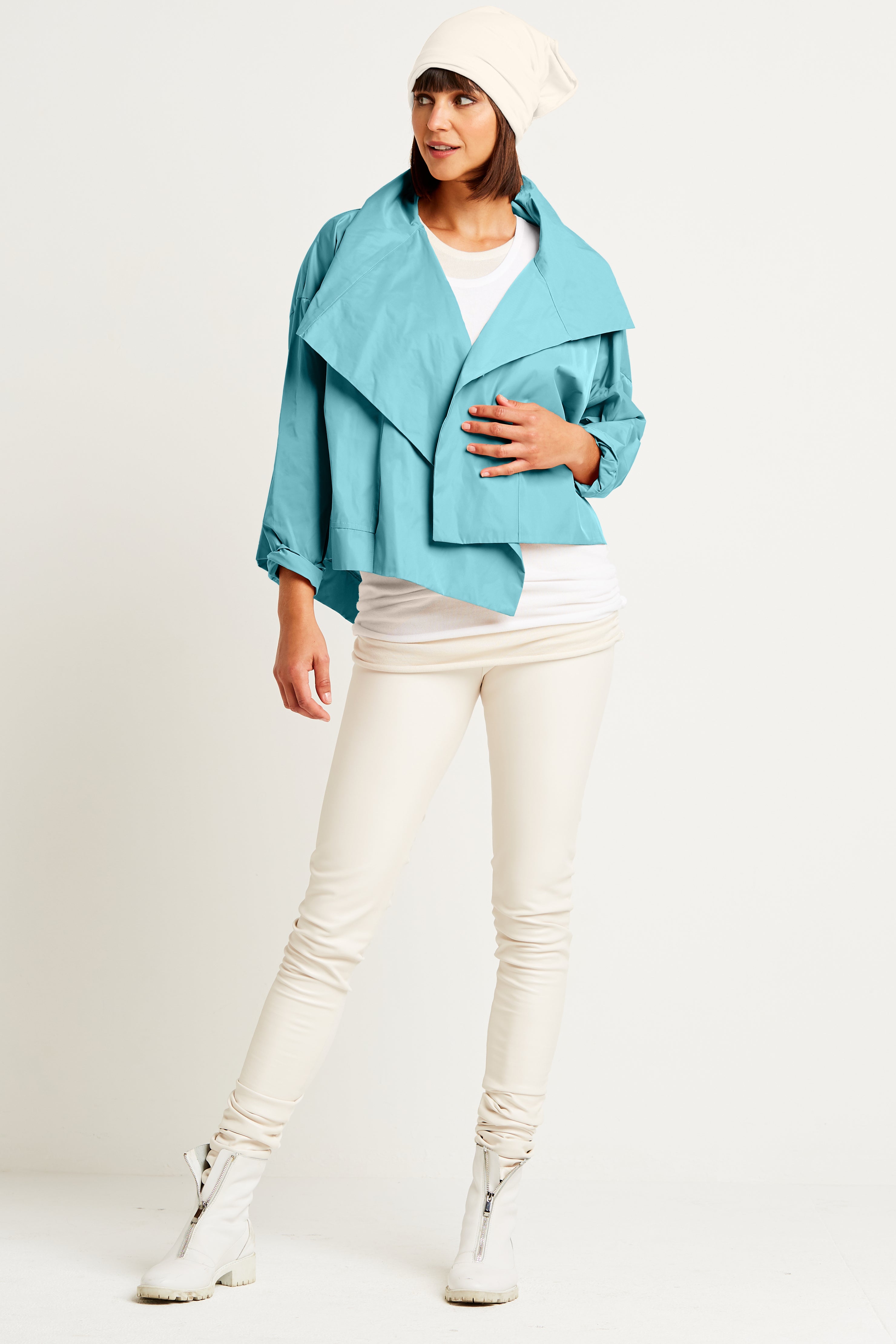 Nylon Cropped Asymmetrical Jacket – PLANET by Lauren G