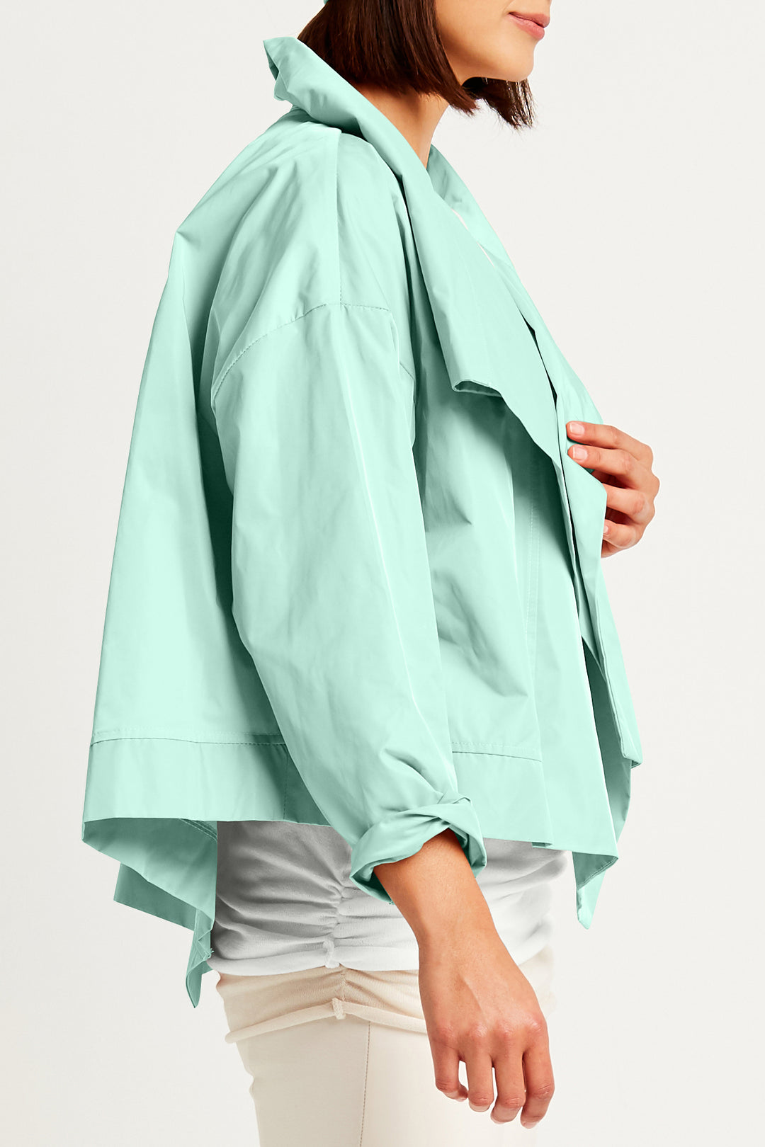 Nylon Cropped Asymmetrical Jacket