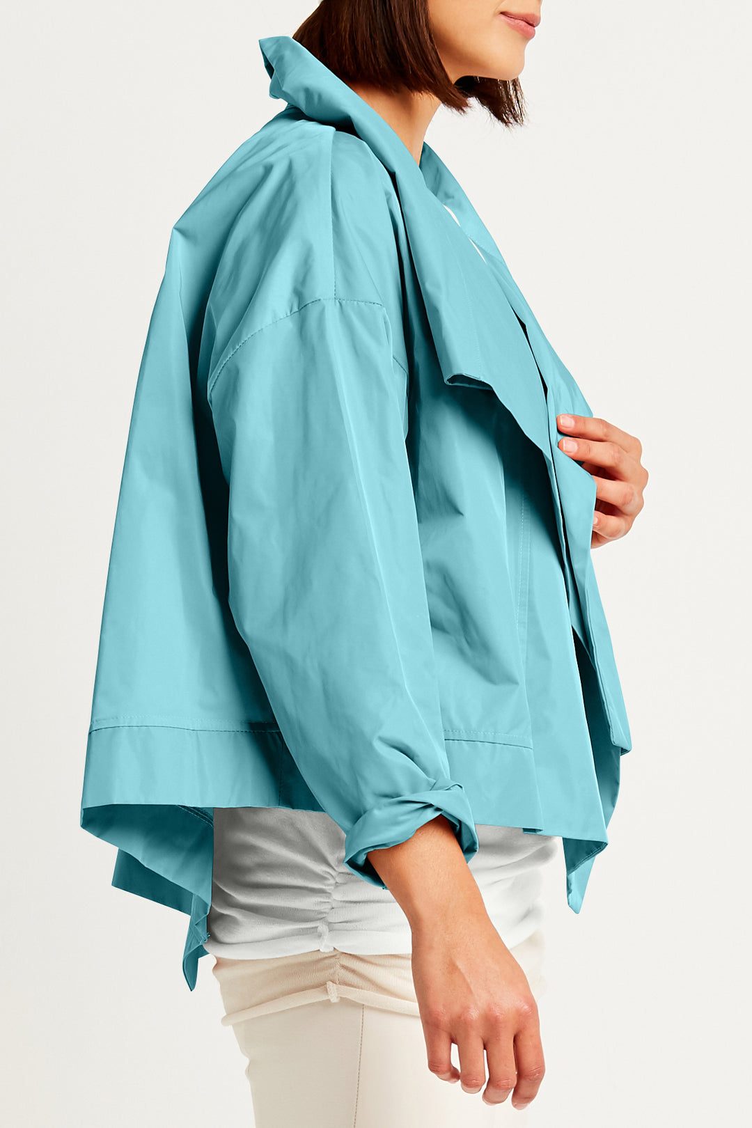 Nylon Cropped Asymmetrical Jacket