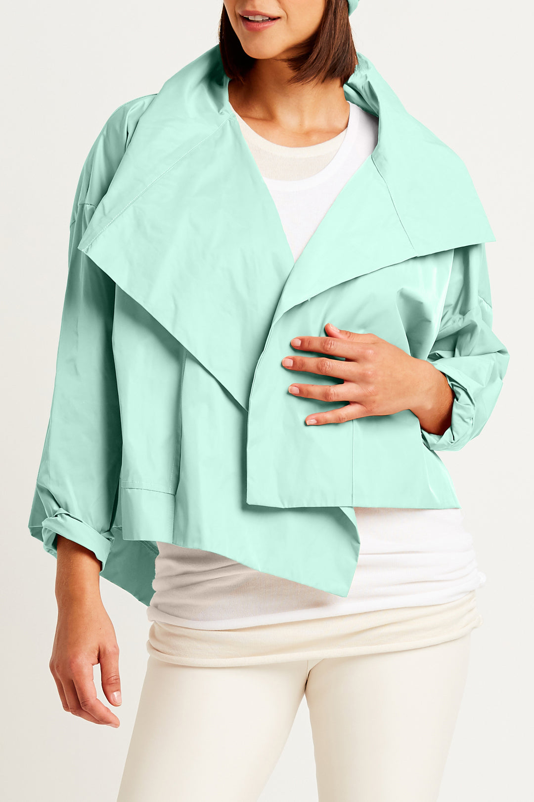 Nylon Cropped Asymmetrical Jacket