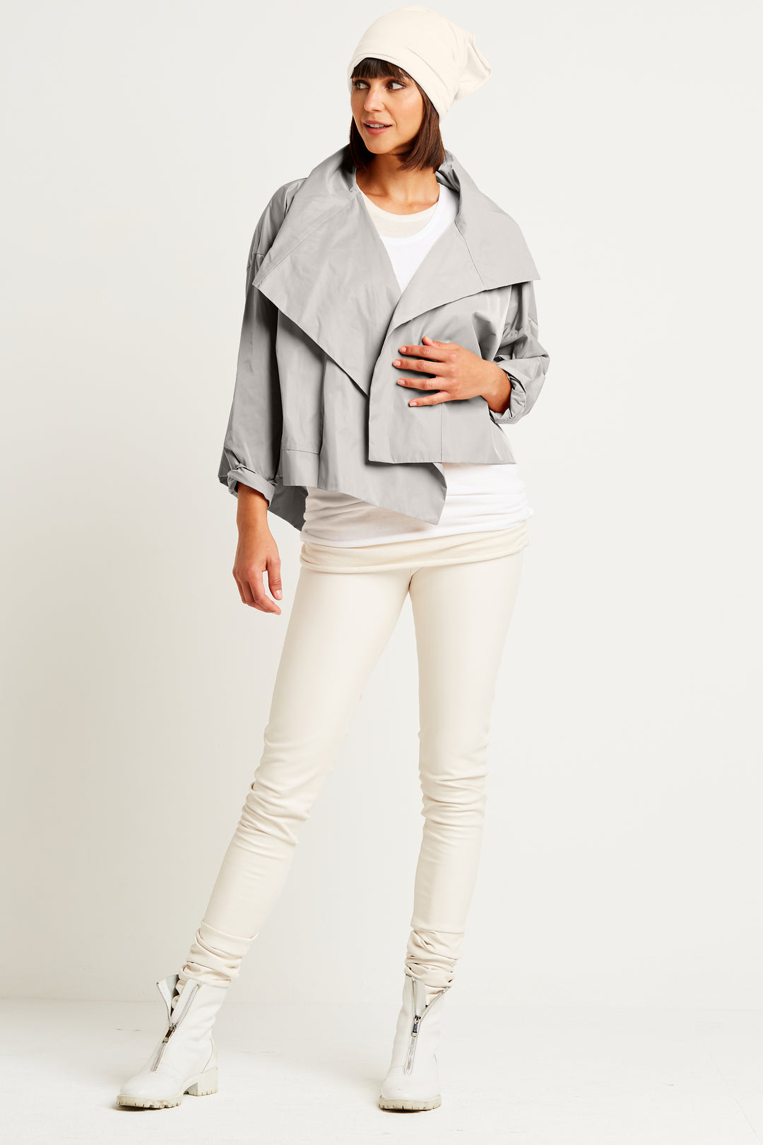 Nylon Cropped Asymmetrical Jacket