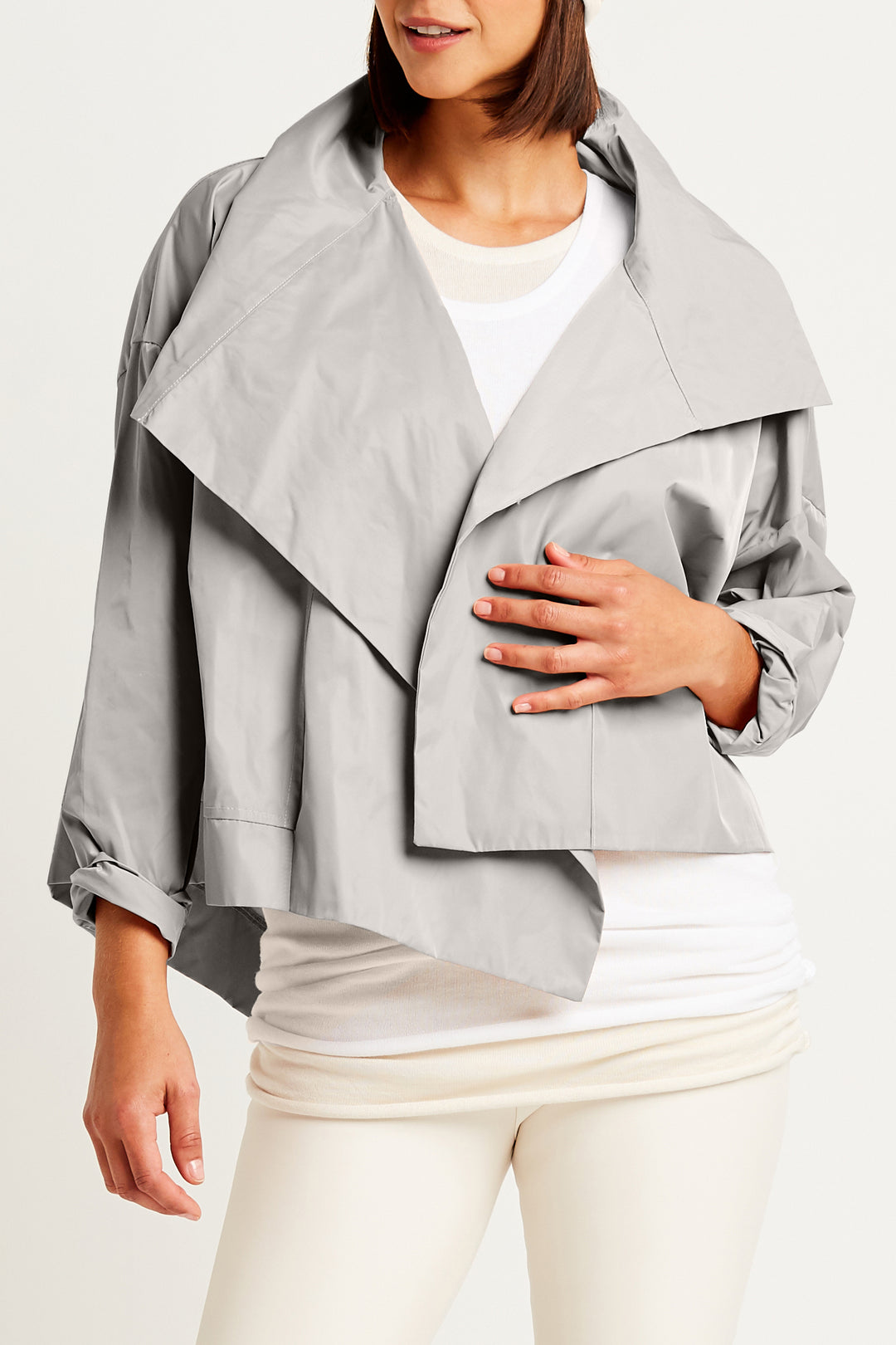 Nylon Cropped Asymmetrical Jacket