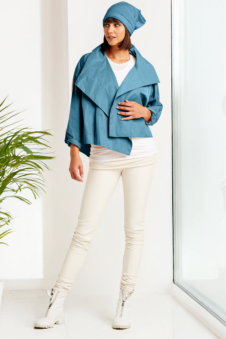 Nylon Cropped Asymmetrical Jacket - Vapor
