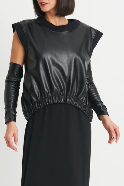 Vegan Leather / Scuba Mixed Media Arm Warmers