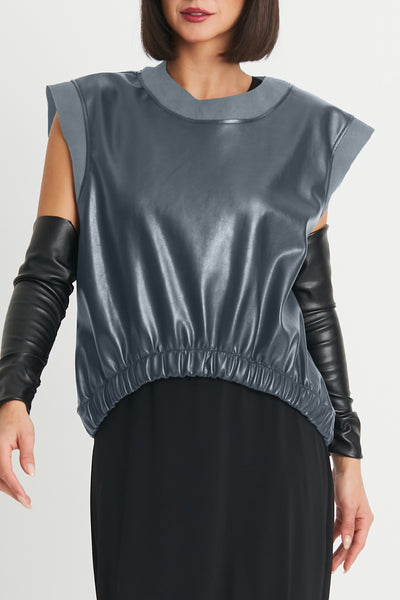 Vegan Leather Pop Over Vest