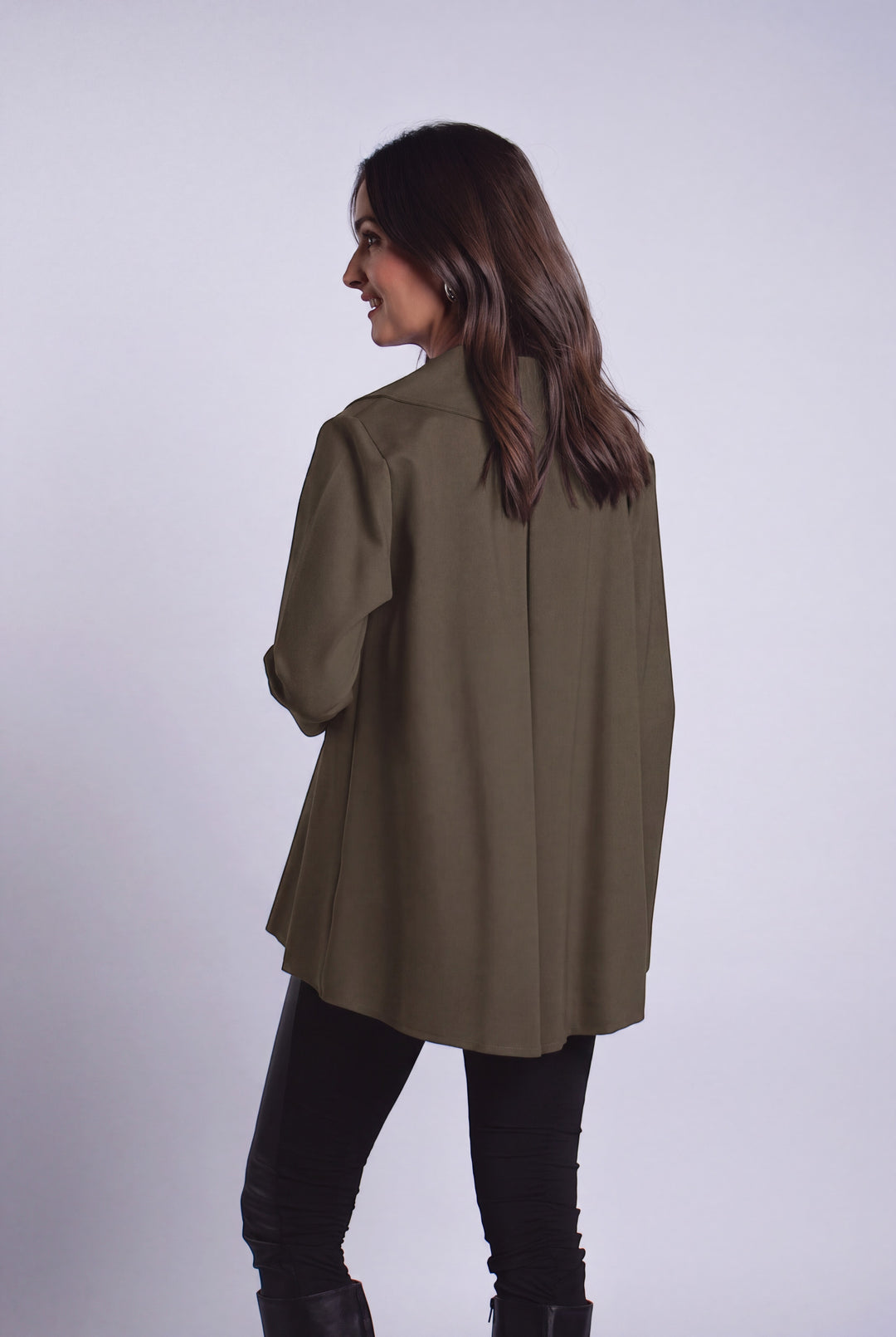 Vegan Leather Pleat Jacket - Turtle