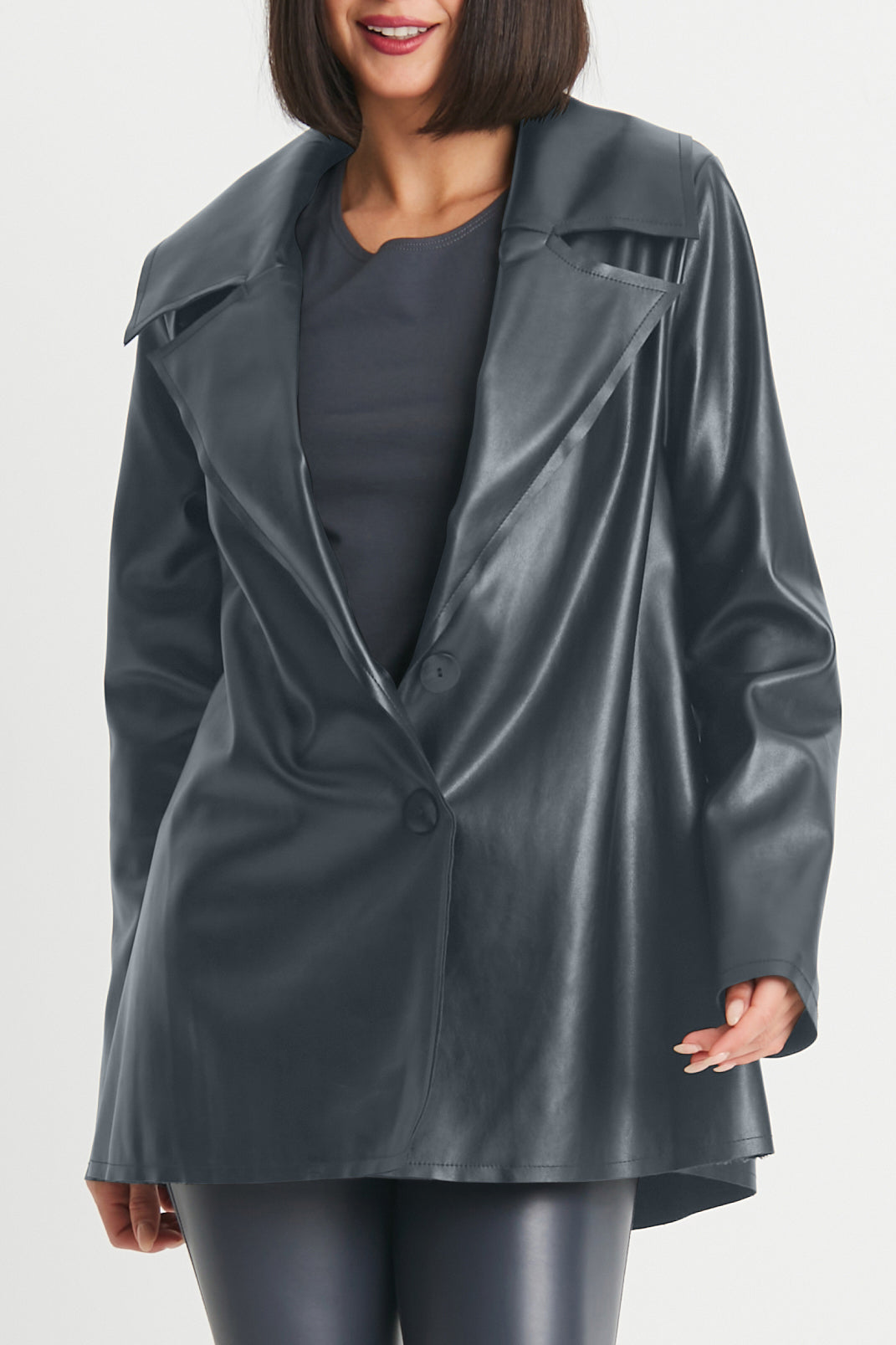 Vegan Leather Plead Jacket