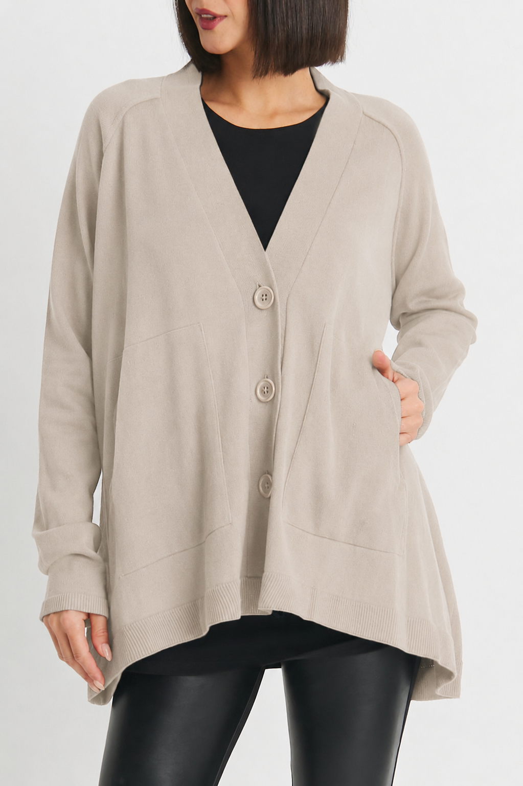 Pima Cotton Varsity Cardigan - Putty