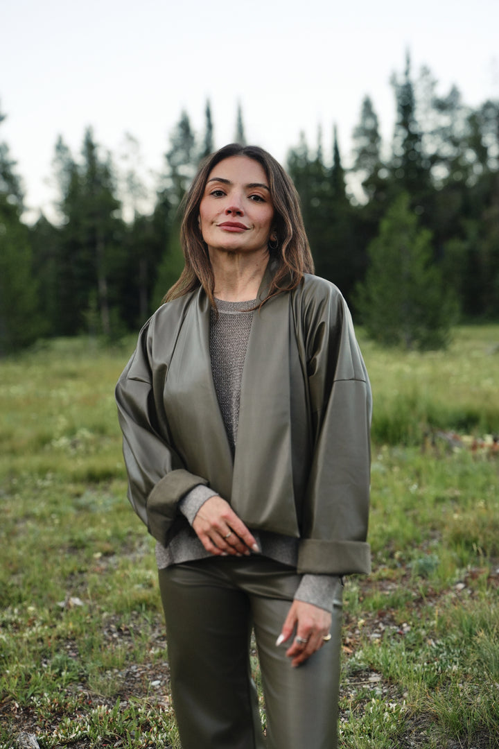 Vegan Leather Origami Jacket - Turtle