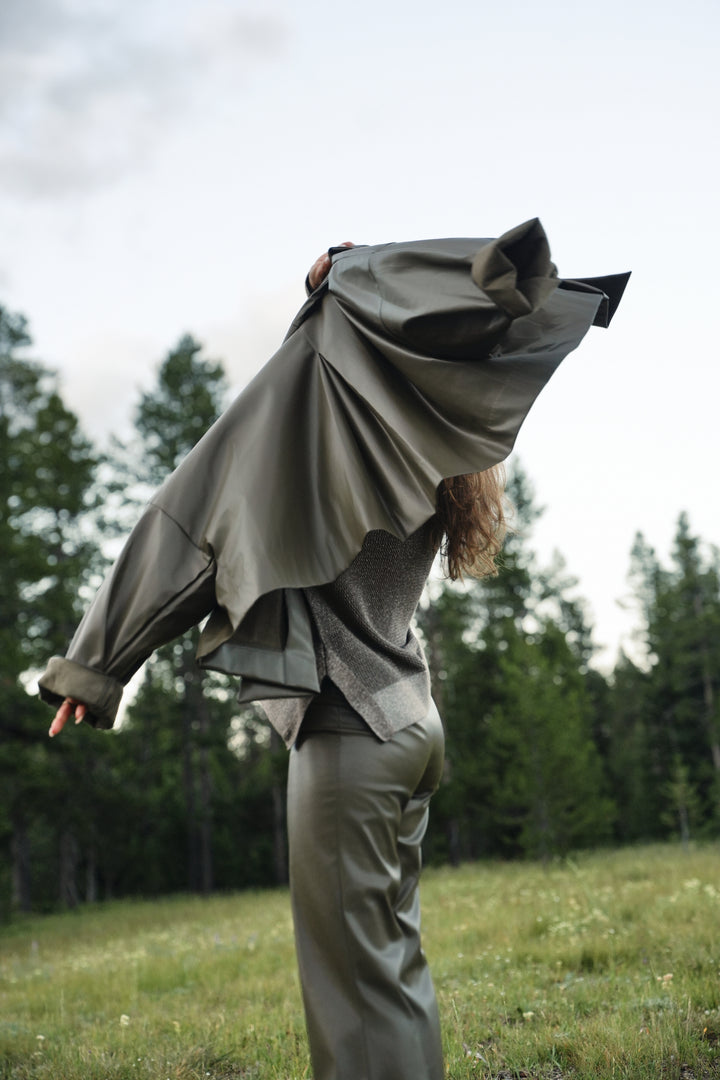 Vegan Leather Origami Jacket - Turtle