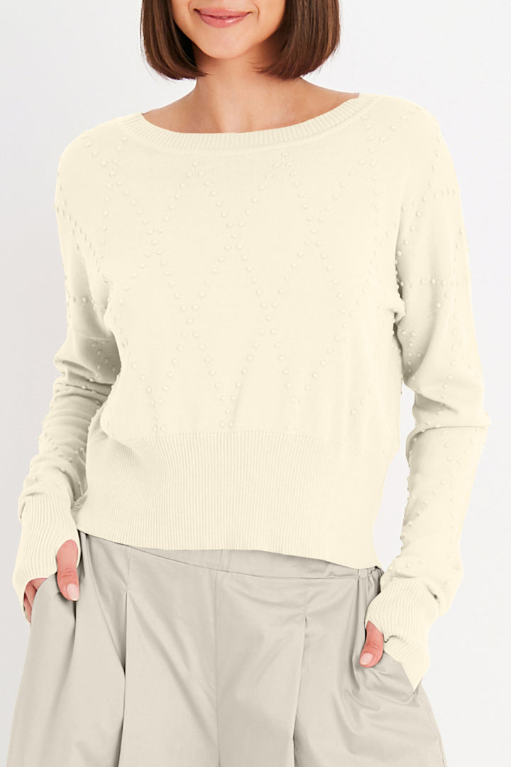 Pima Cotton Swiss Dot Crewneck Sweater