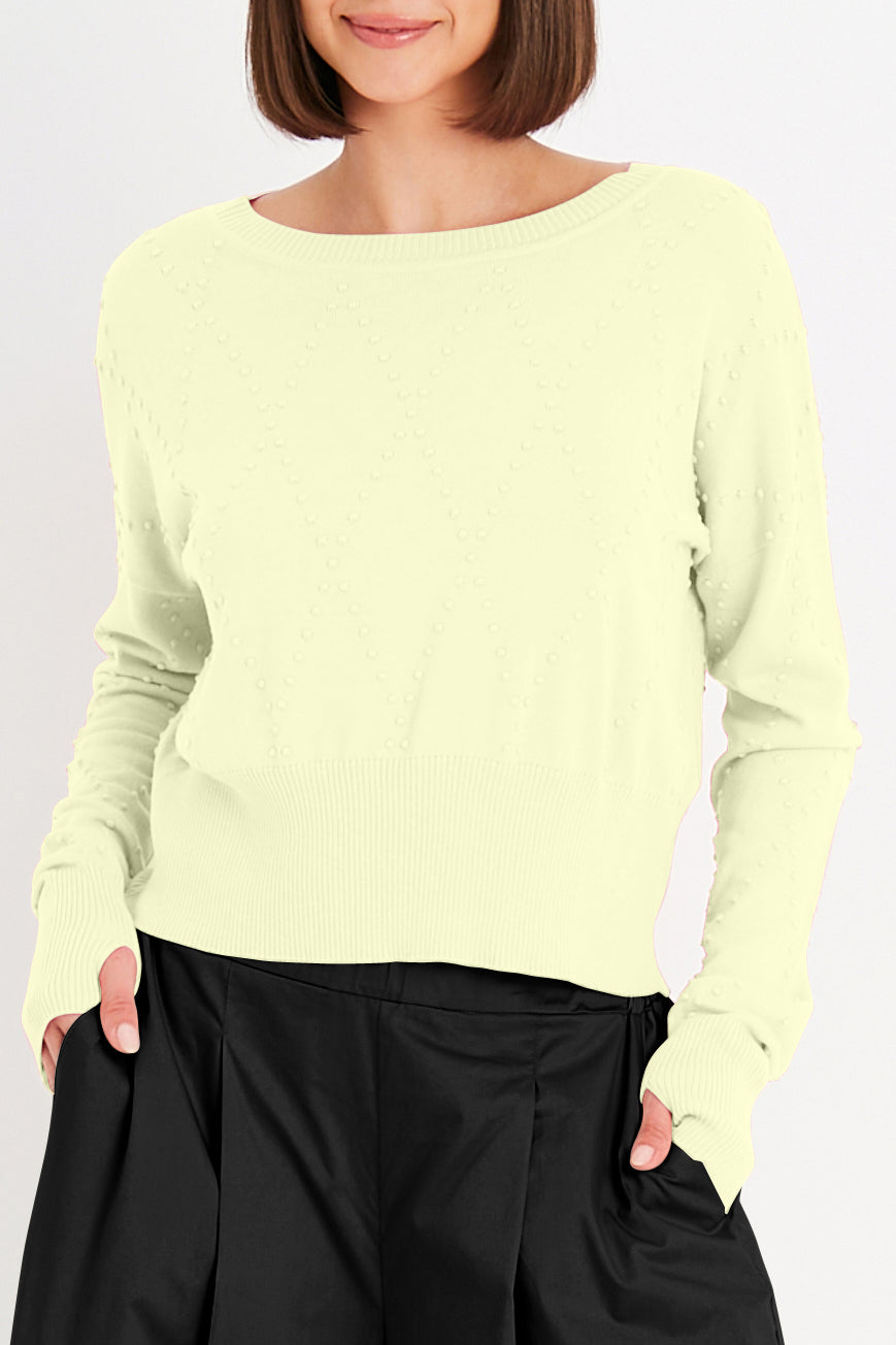 Pima Cotton Swiss Dot Crewneck Sweater