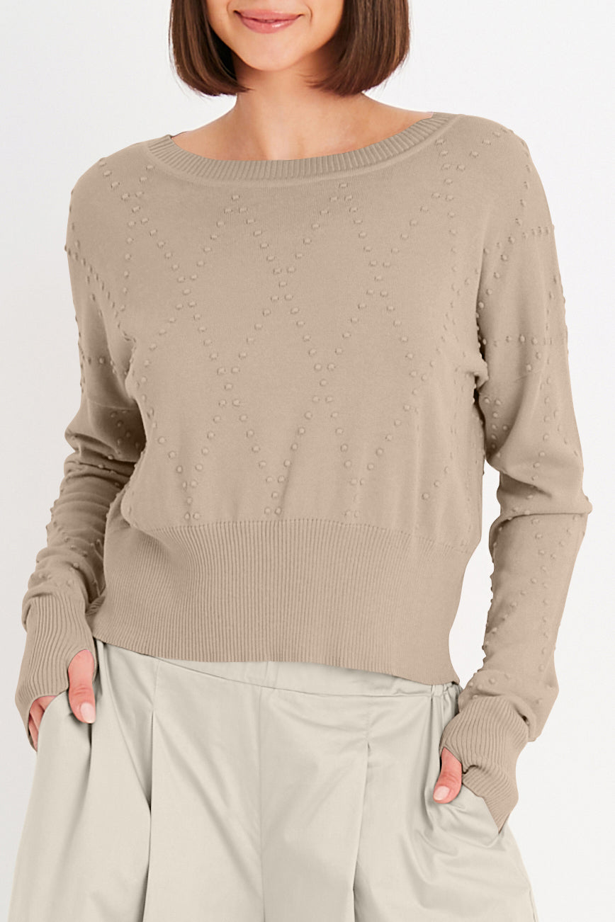 Pima Cotton Swiss Dot Crewneck Sweater