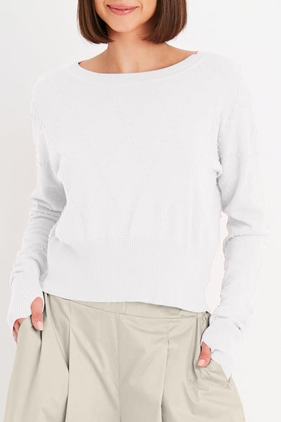 Pima Cotton Swiss Dot Crewneck Sweater