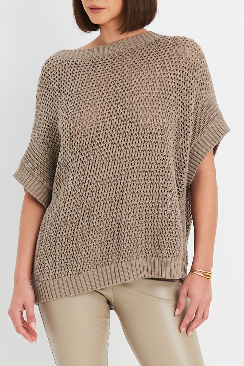 Pima Cotton Crochet Pullover Sweater