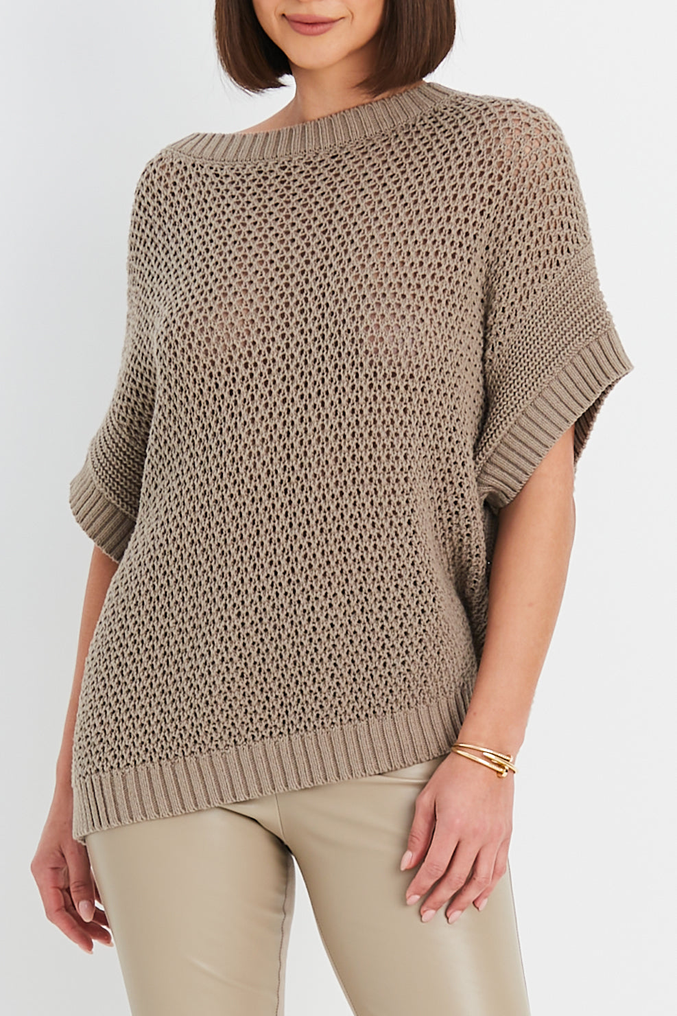 Pima Cotton Crochet Pullover Sweater