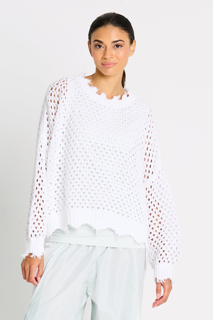 Pima Cotton Hamptons Crewneck Crochet Sweater