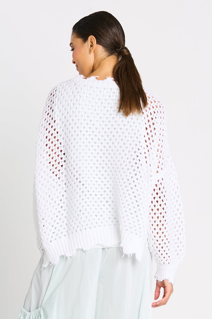 Pima Cotton Hamptons Crewneck Crochet Sweater