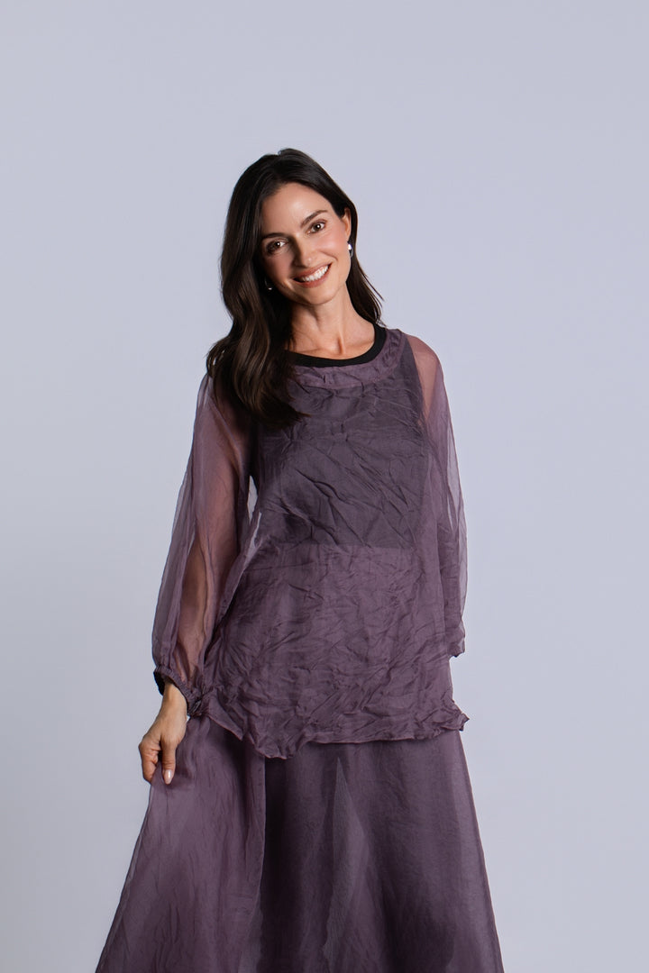 Organza Bell Sleeve Top - Amethyst