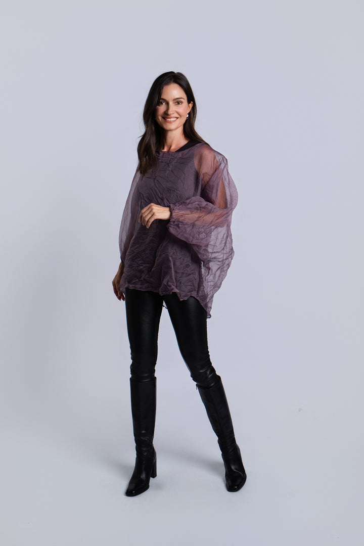 Organza Bell Sleeve Top - Amethyst