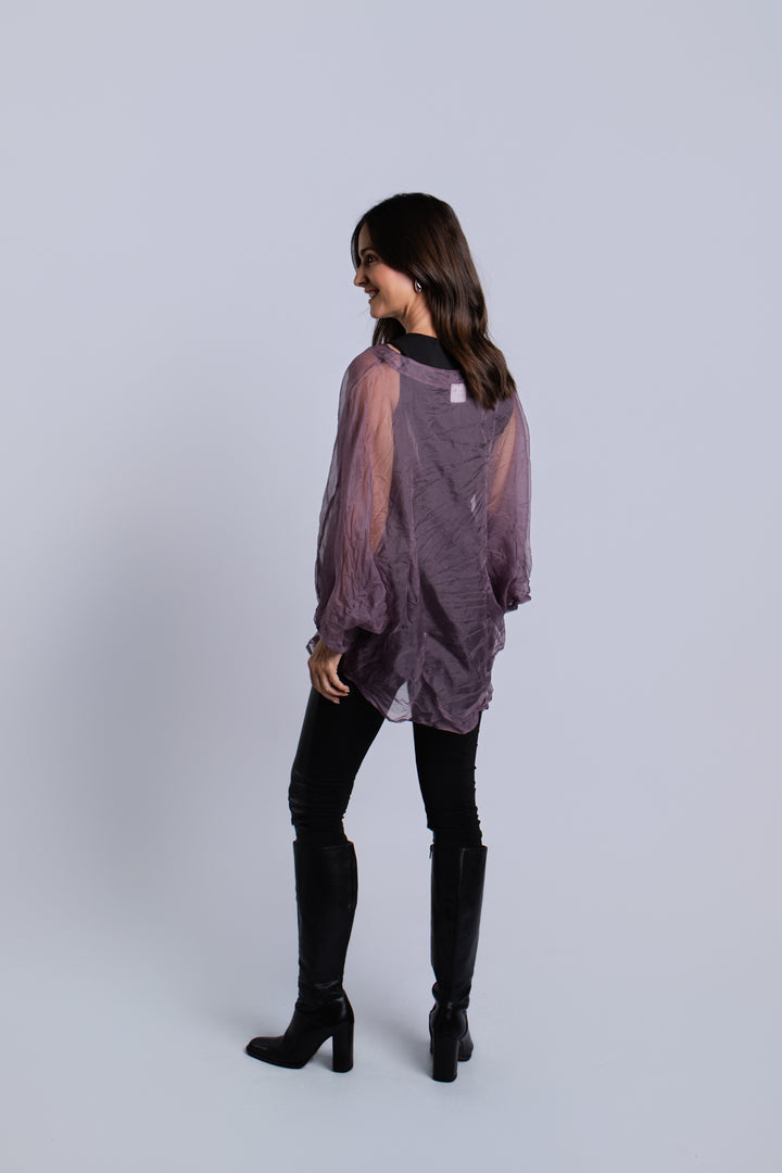 Organza Bell Sleeve Top - Amethyst