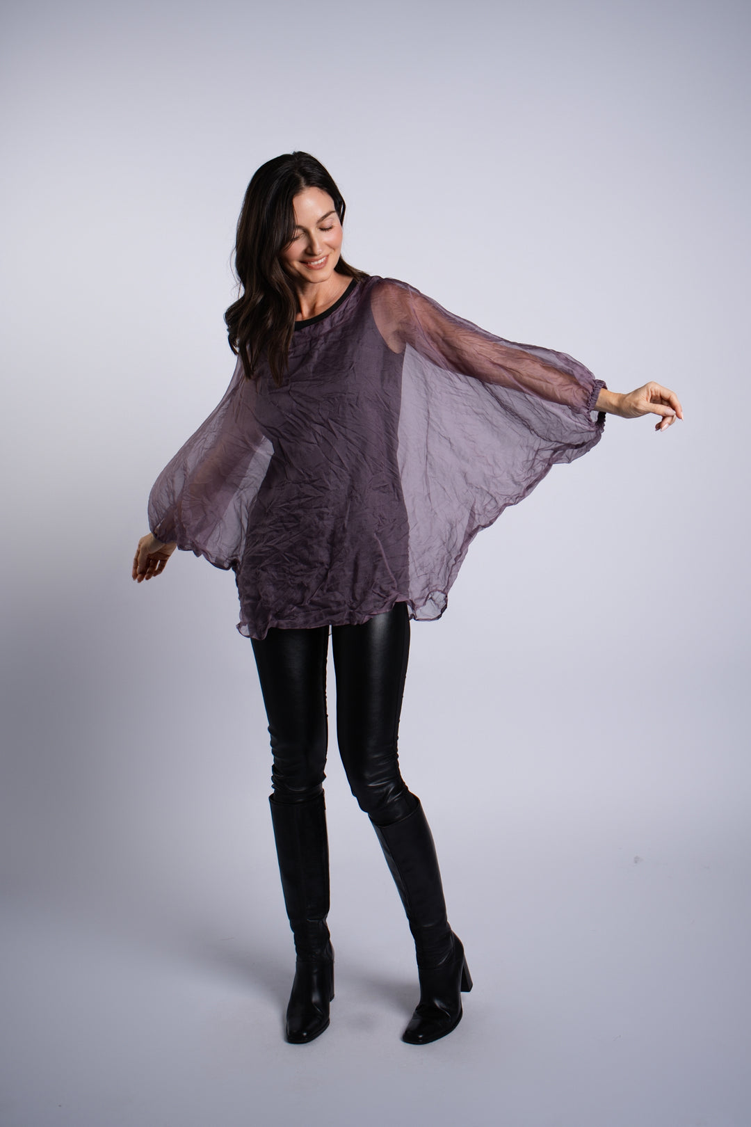 Organza Bell Sleeve Top - Amethyst