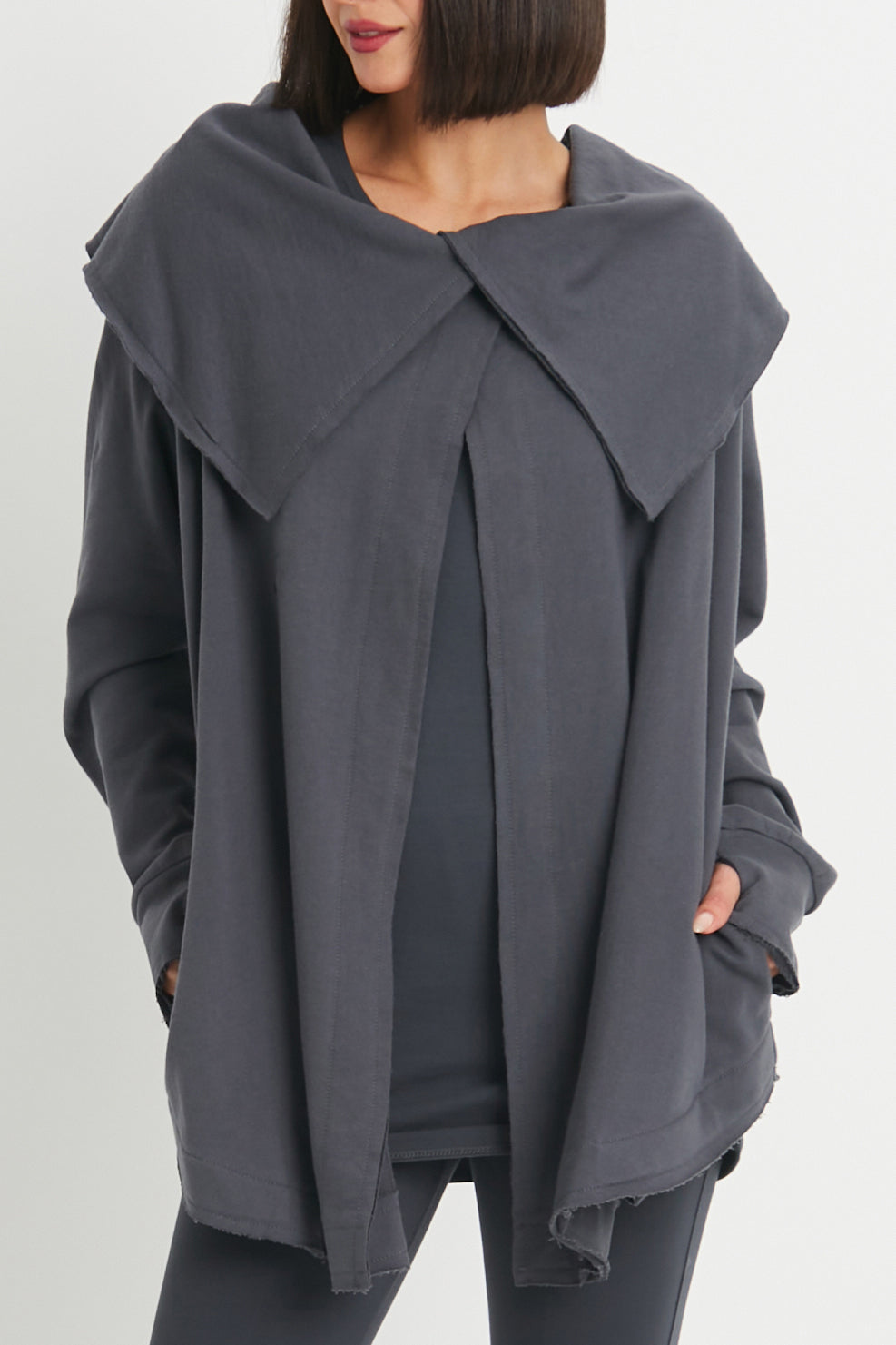 French Terry Scarf Collar Jacket