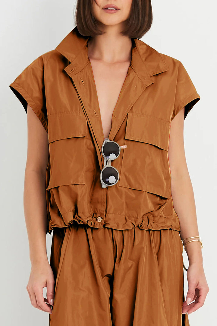 Nylon Mini Cargo Vest - Chestnut