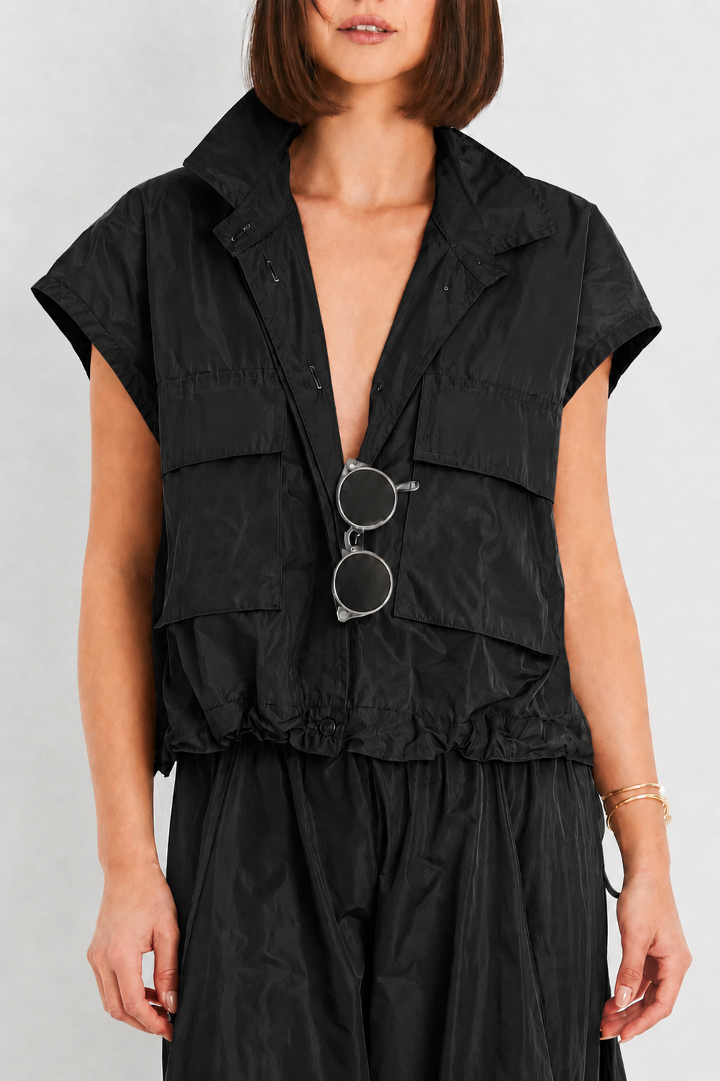 Nylon Mini Cargo Vest - Black