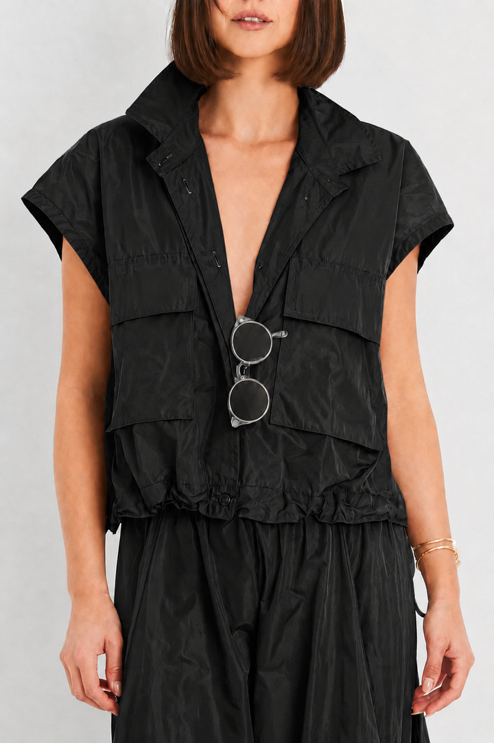 Nylon Mini Cargo Vest - Black