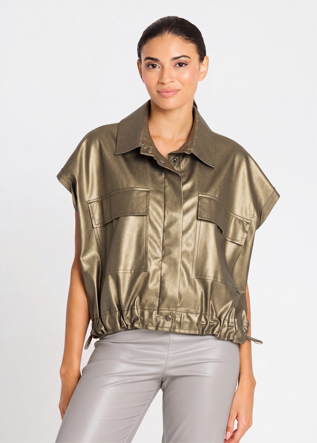 Vegan Leather Mini Cargo Vest - Turtle