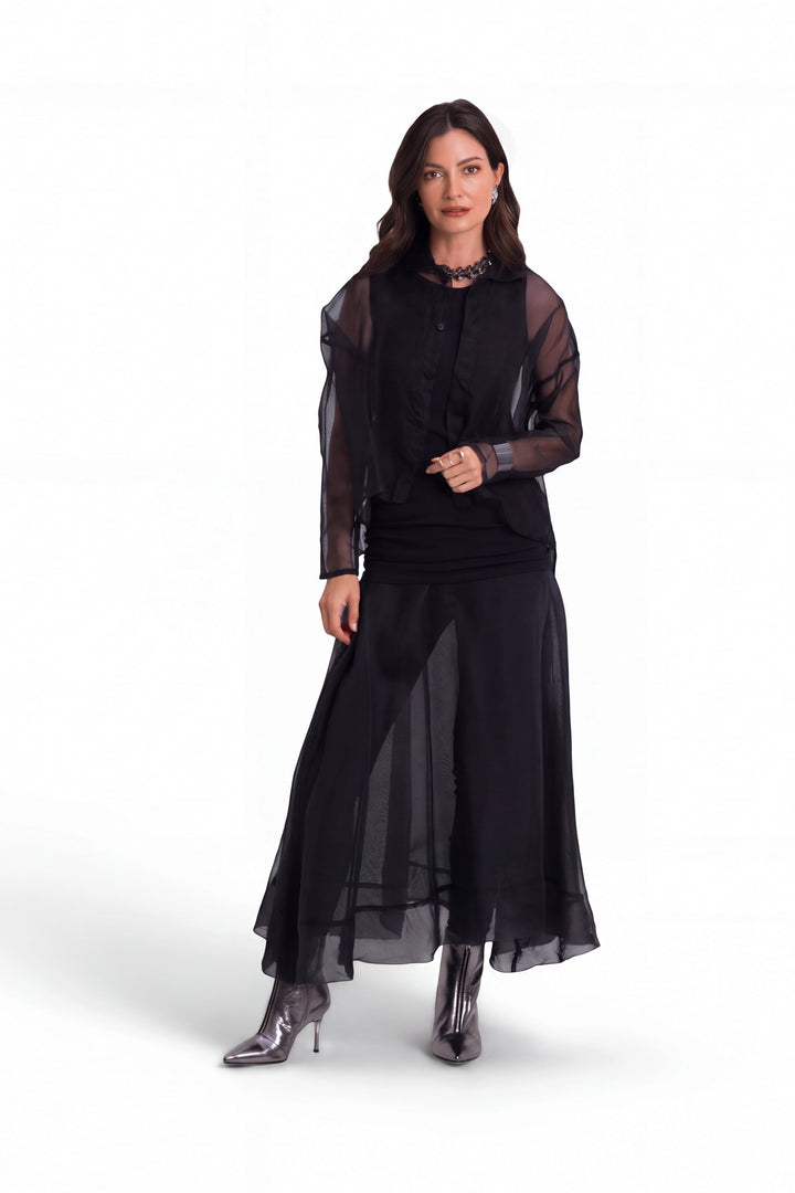 Women's Organza Menz Shirt in Black by PLANET