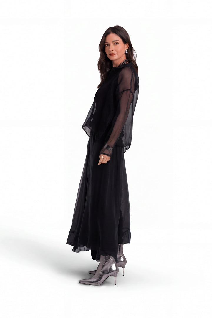 Women's Organza Menz Shirt in Black by PLANET, alternate view 3