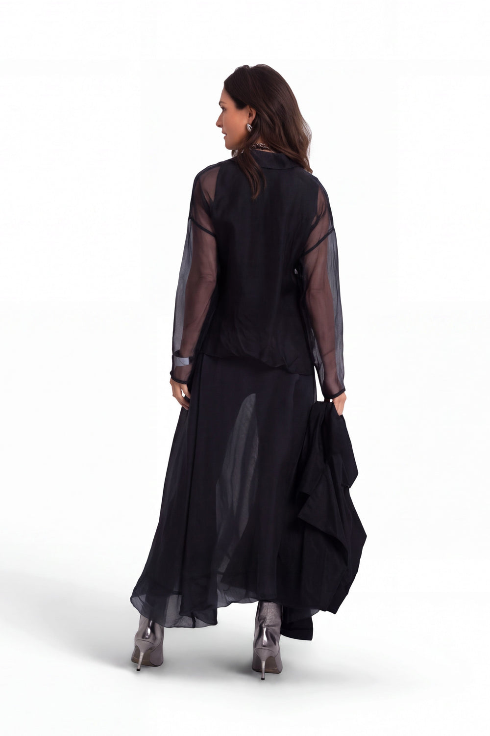 Women's Organza Menz Shirt in Black by PLANET, alternate view 2