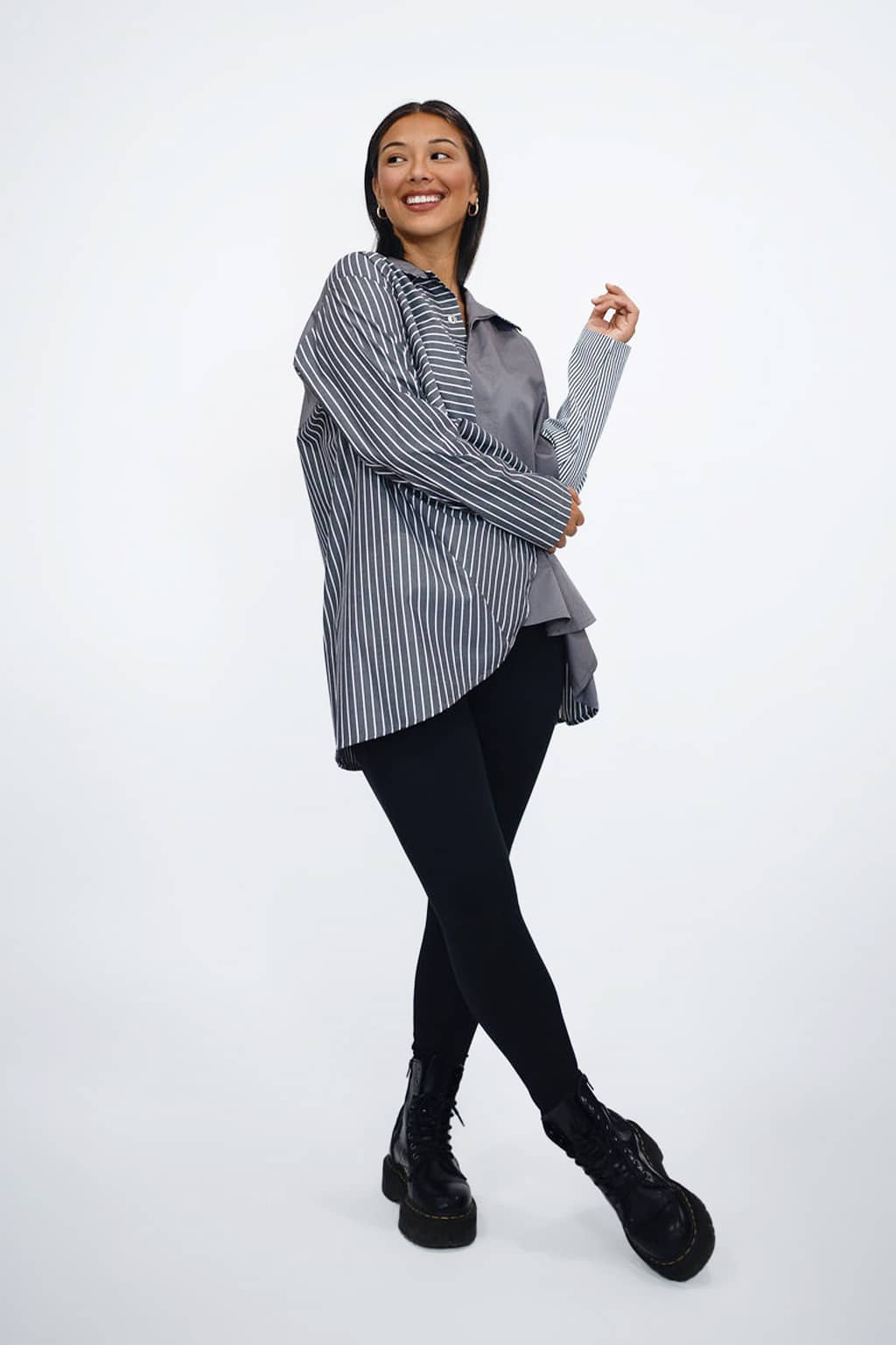 Cotton Asymmetric Stripe Shirt