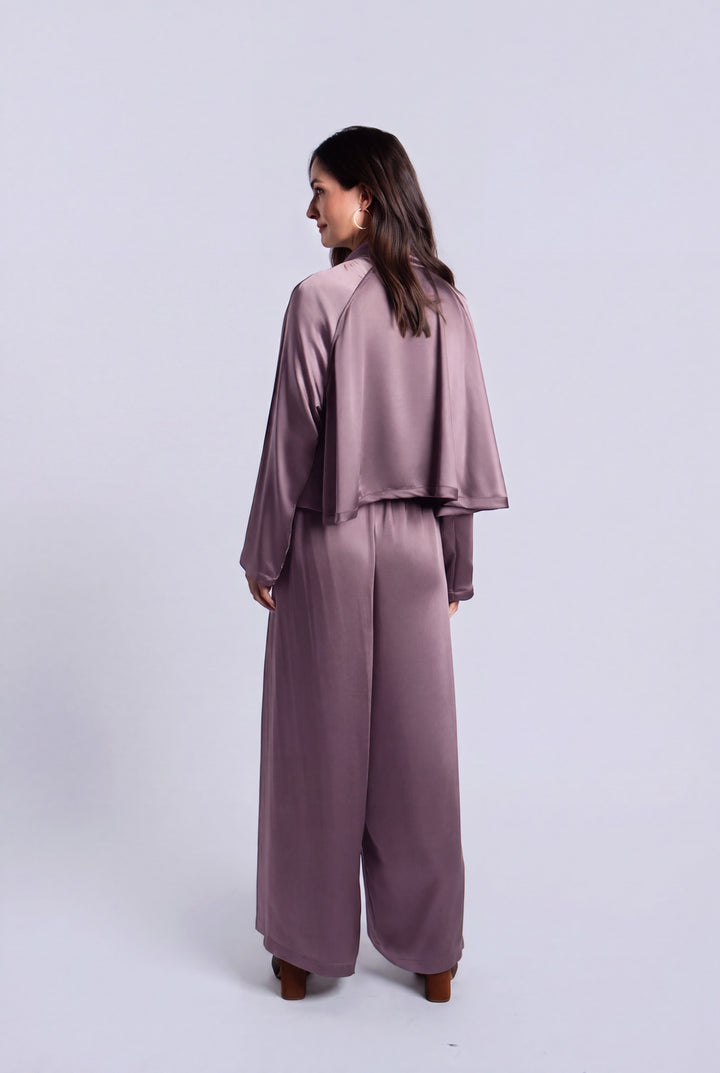 Sateen Cropped Swing Jacket - Amethyst