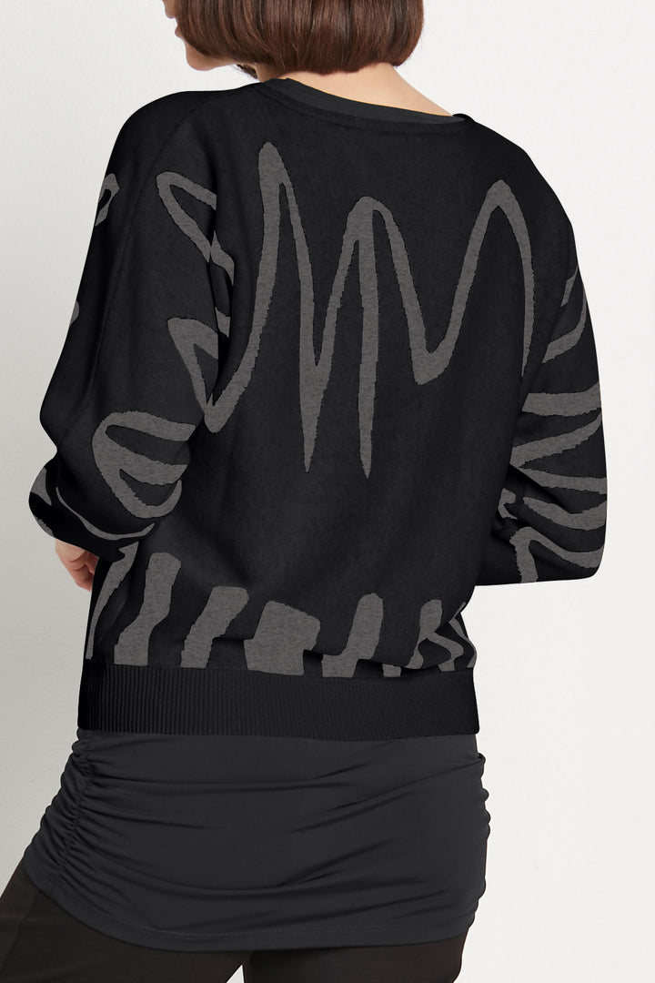 Pima Cotton Scribble Crewneck Sweater