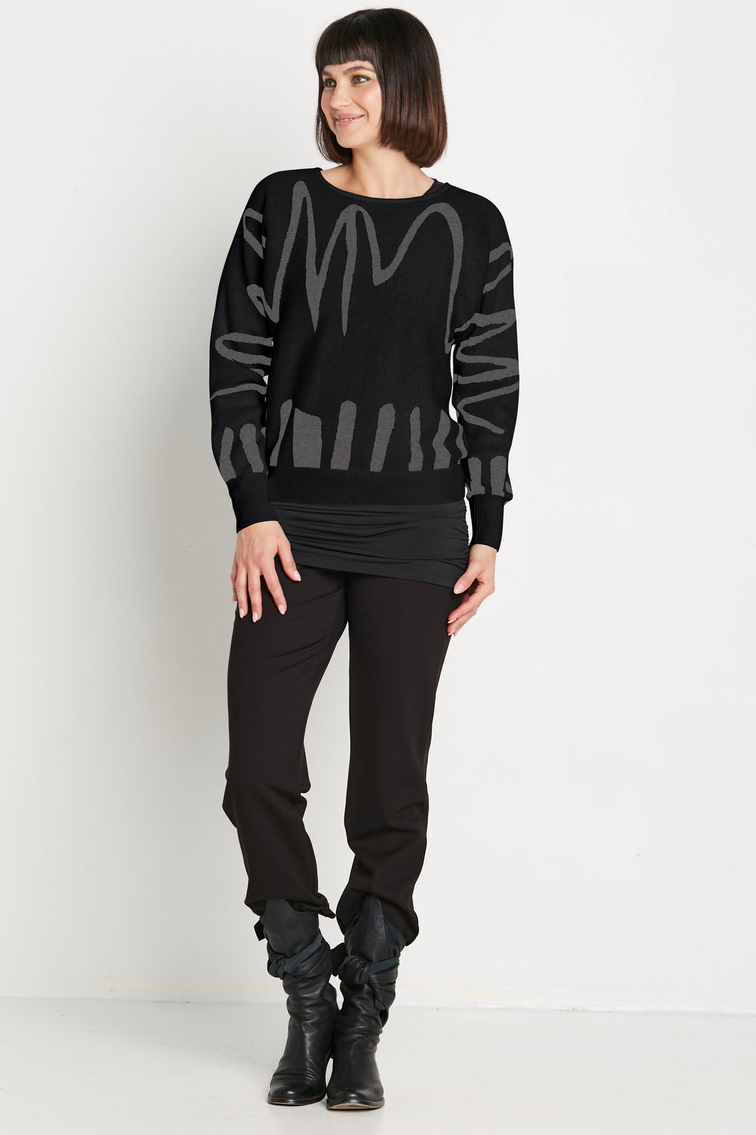 Pima Cotton Scribble Crewneck Sweater