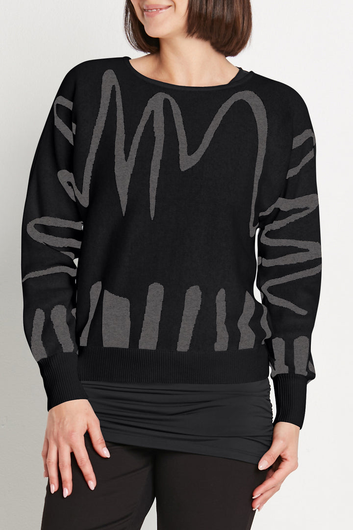 Pima Cotton Scribble Crewneck Sweater