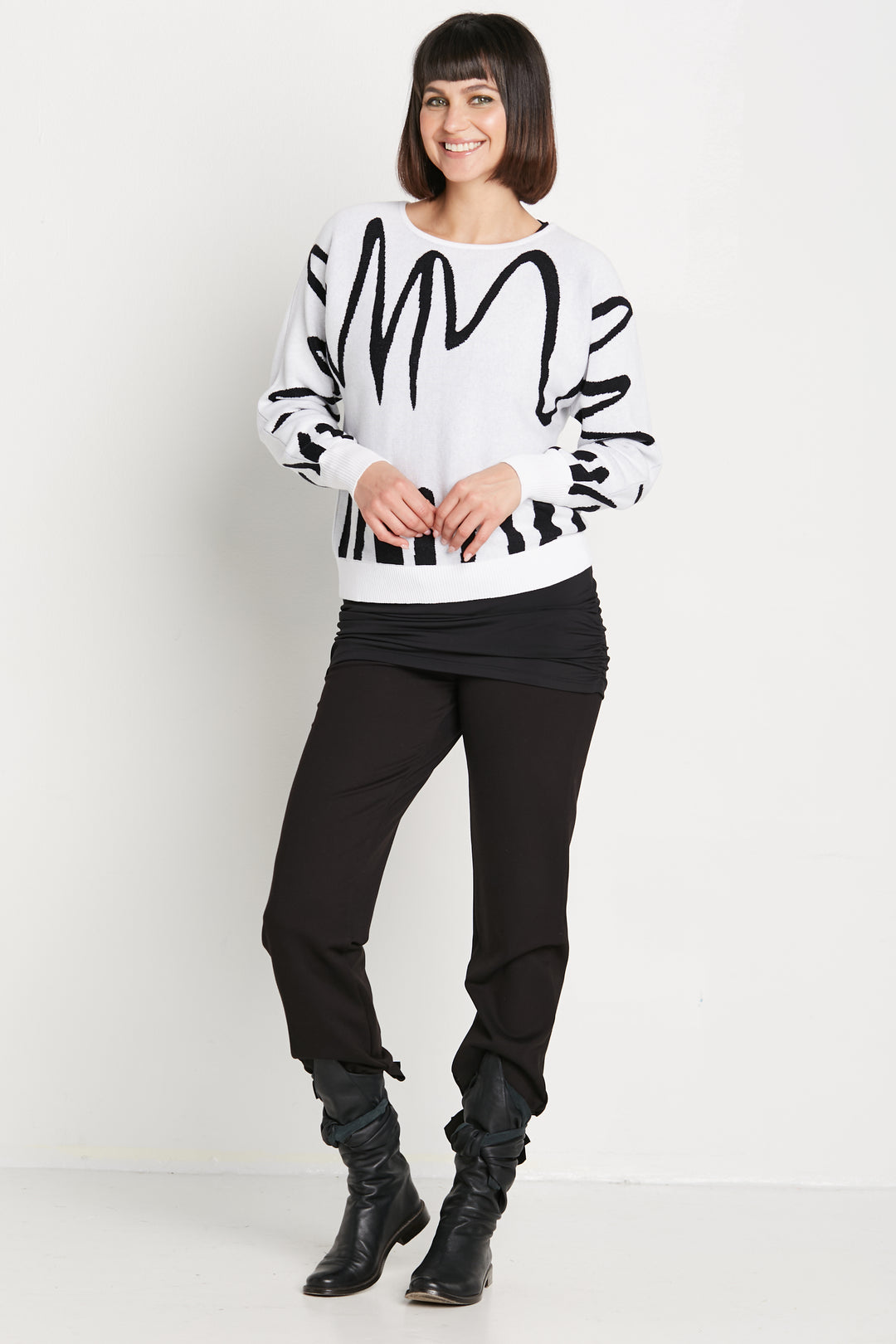 Pima Cotton Scribble Crewneck Sweater